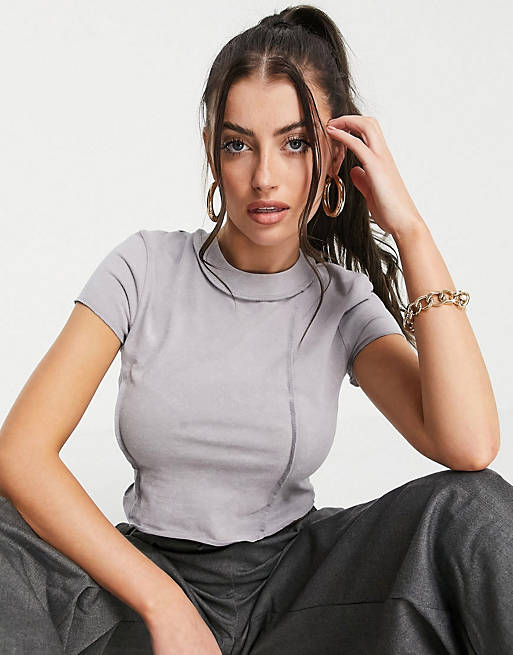 ASOS 4505 cropped t-shirt with seaming detail in wash