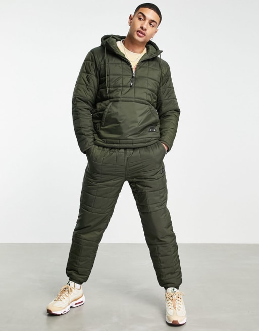 ASOS 4505 padded outdoor jacket and quilted sweatpants in khaki