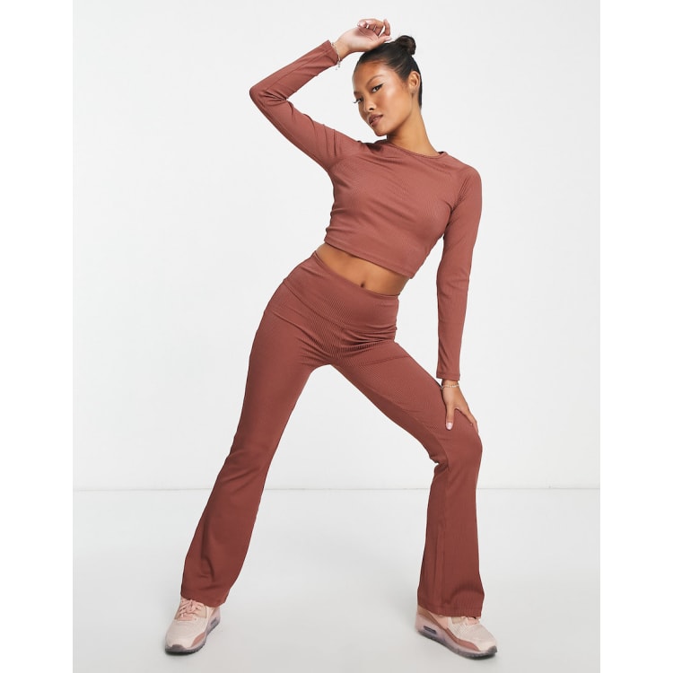 ASOS 4505 Petite slim kick flare leggings in rib (part of a set)