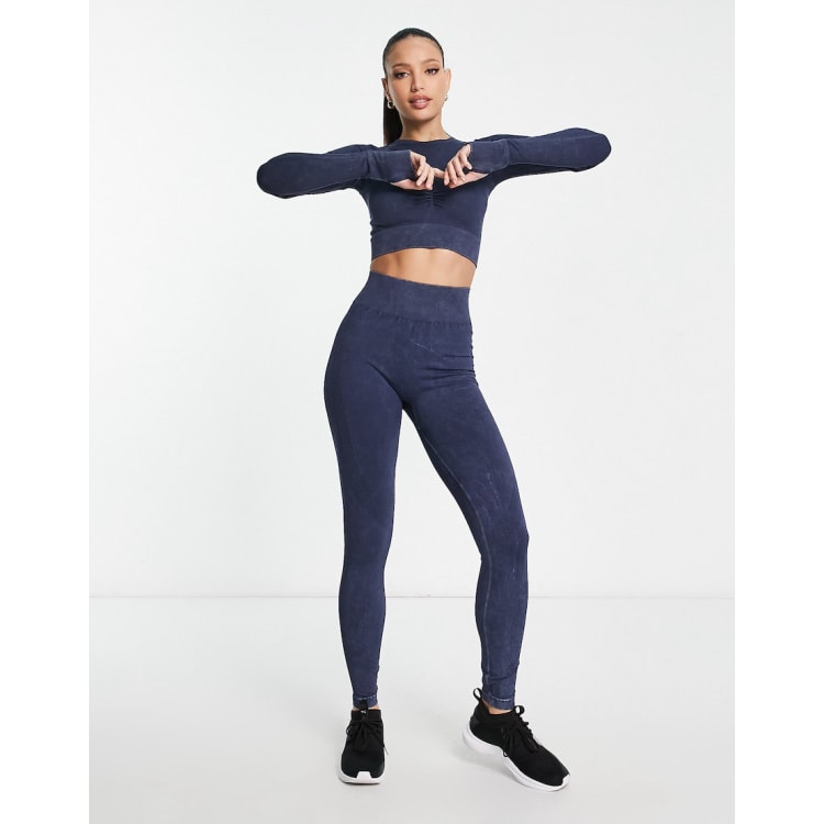 ASOS 4505 Tall Seamless acid ruched bum legging and long sleeve scoop neck  in na