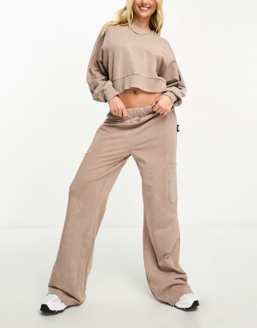ASOS 4505 washed sweat seam detail and combat pocket trackies in brown