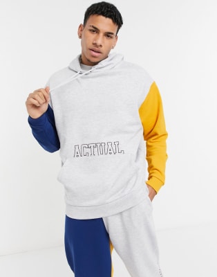 ASOS Actual co-ord in grey marle contrast with embroidery
