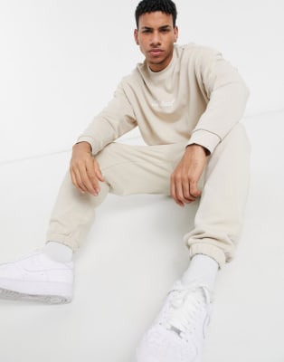 ASOS Actual co-ord oversized with script print in beige