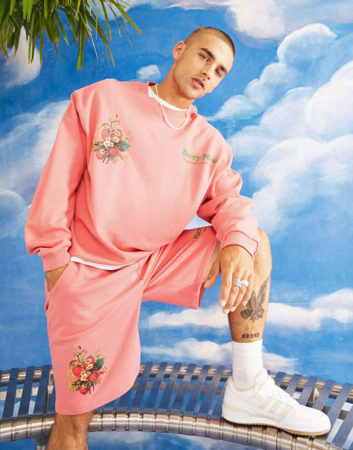 ASOS Actual co-ord with berry nice graphic print in coral