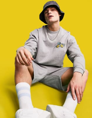 ASOS Actual - Coordinato con logo ricamato, colore grigio mélange