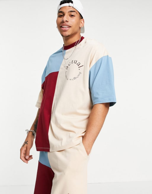 ASOS Actual - Coordinato oversize con stampa con logo e colorblock