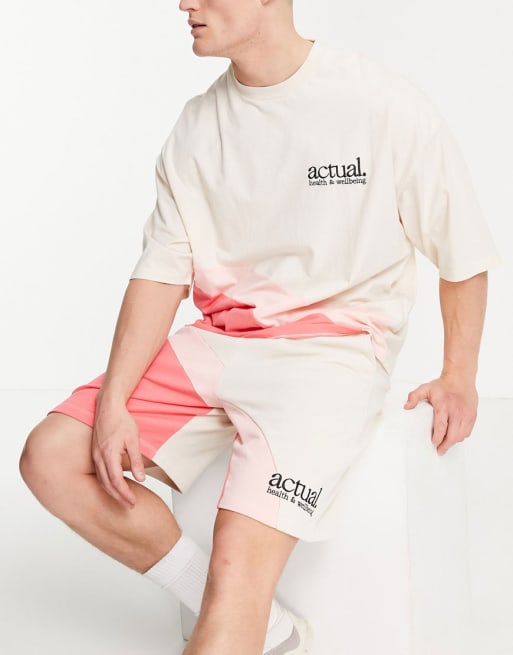 ASOS Actual - Coordinato oversize rosa con dettagli color block curvi