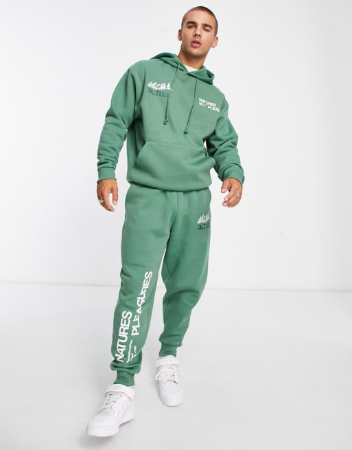 ASOS Actual set with natures pleasures print in green