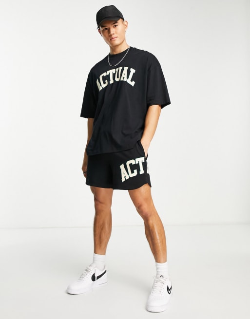 ASOS Actual - Sort sæt med logoprint