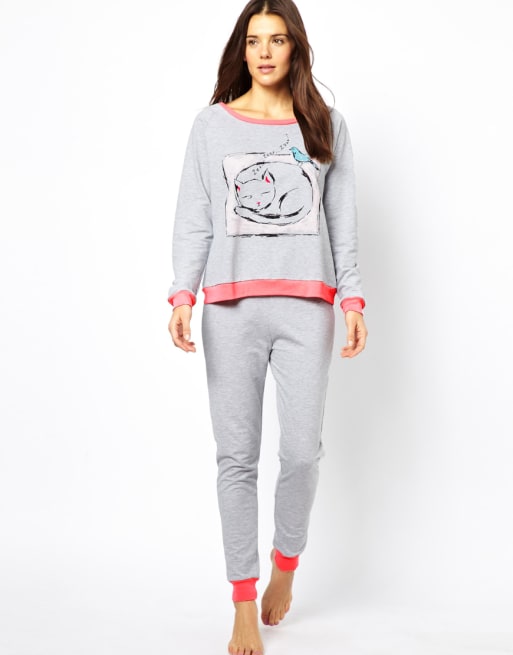 Asos Cat Print Pyjama Set Asos