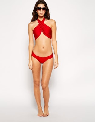 cross wrap halter bikini top