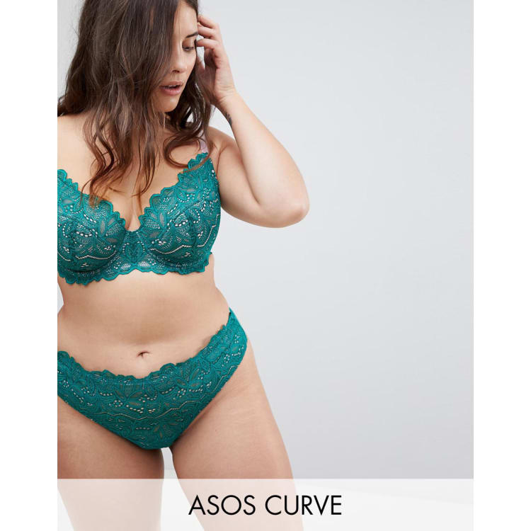 ASOS CURVE Amelia Paisley Lace Padded Underwire Bra Set 38D