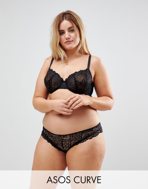 ASOS CURVE Rita Lace Mix & Match Underwire Bra Set in Black