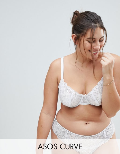 ASOS CURVE – Rita – Vitt set med bygelbehå med spetsinslag att mixa och matcha