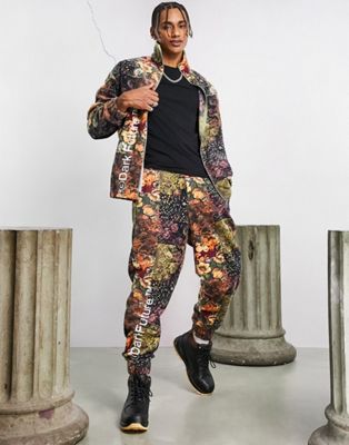 ASOS Dark Future co-ord oversized jacket in polar fleece with tapestry print in multi