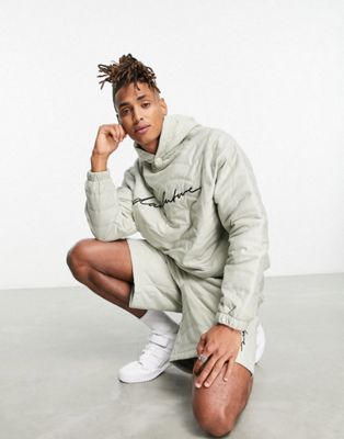 ASOS Dark Future co-ord oversized hoodie with scalloped quilting in neutral