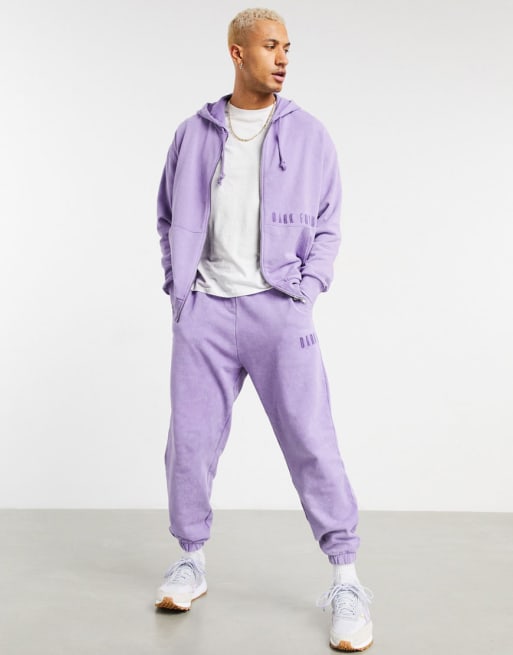 ASOS Dark Future co-ord oversized zip up in purple wash