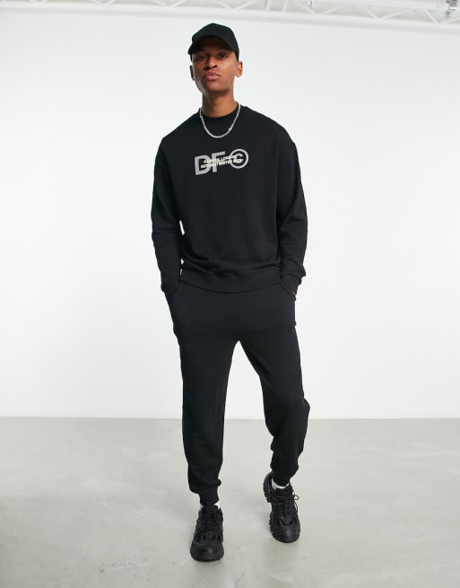 Asos Dark Future Co Ord Relaxed With Logo Print In Black Asos