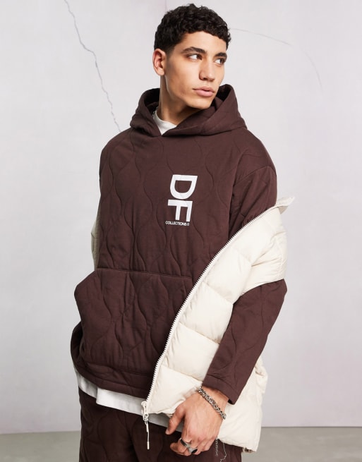 ASOS Dark Future co-ord with onion quilting and logo print in brown