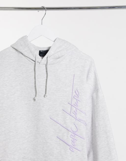 ASOS Dark Future coordinating sweatshirt in white heather with lilac embroidery