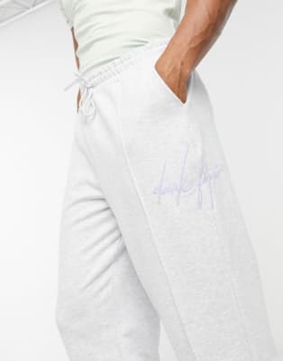 ASOS - Dark Future - Coordinato bianco mélange con ricamo lilla