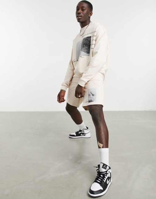 ASOS - Dark Future - Coordinato con stampa grafica, colore beige