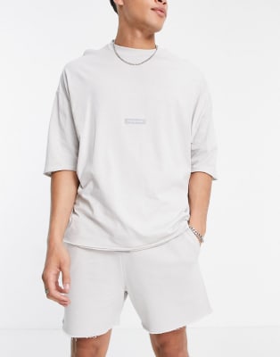 ASOS Dark Future - Coordinato oversize con dettagli con fondo grezzo, colore grigio