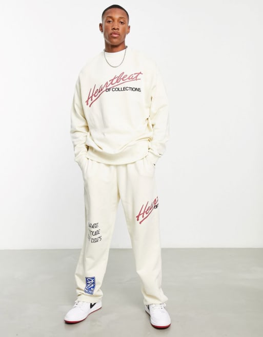 ASOS Dark Future - Råhvidt sæt med multifarvet, grafisk print