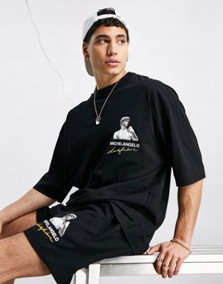 ASOS Dark Future x Michelangelo co-ord with graphic print in black