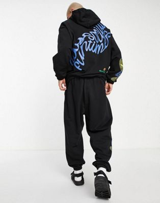 ASOS Daysocial co-ord with multi placement logo and graphic prints in black