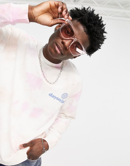 ASOS - Daysocial - Coordinato comodo tie-dye con stampa con logo, colore rosa e arancione