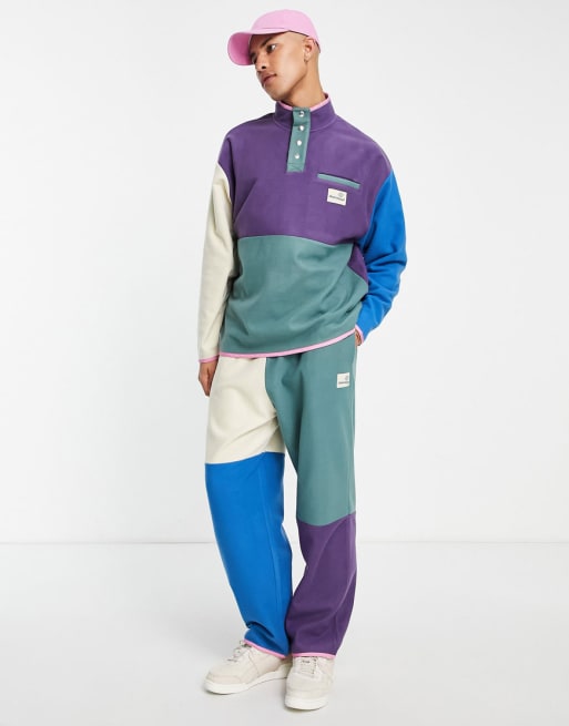 ASOS Daysocial oversized color block polar fleece with large back print - part of a set
