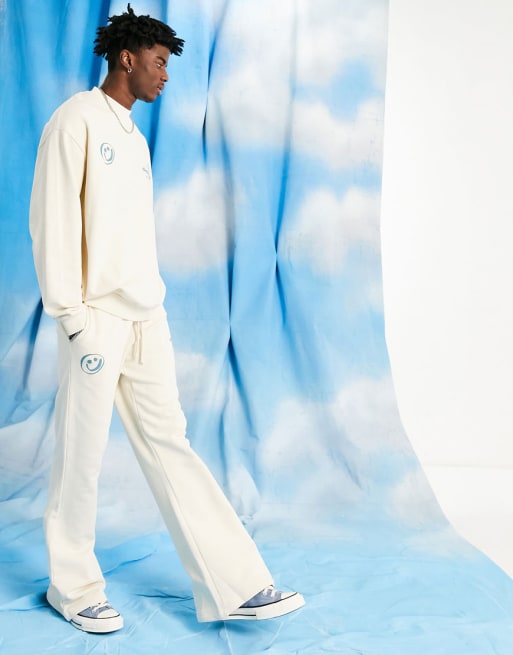 ASOS Daysocial set with front and back logo prints in cream