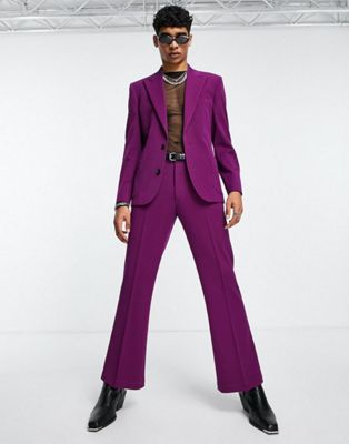 ASOS DESIGN extreme wide leg suit trousers in aubergine