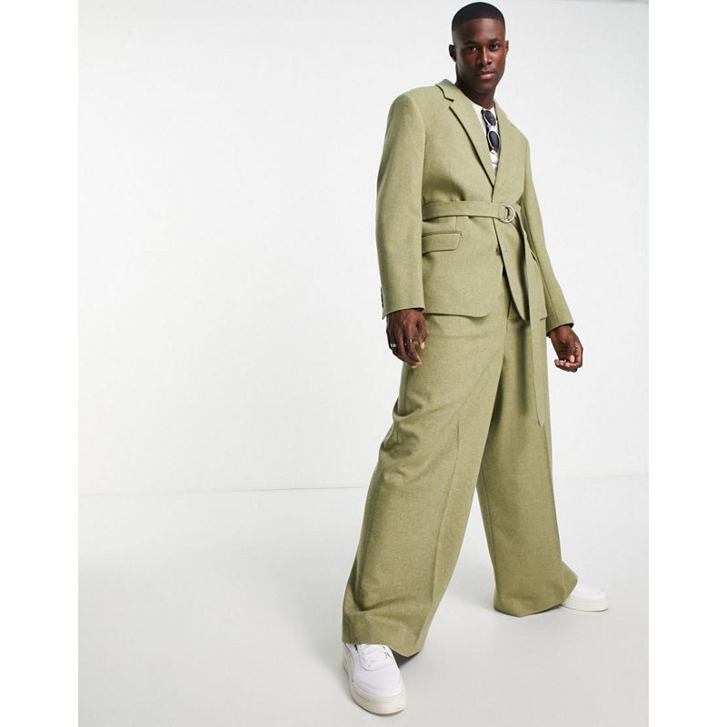 Pantaloni da abito Abiti DESIGN - Abito color salvia con cintura rivestita
