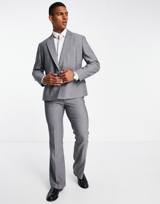 ASOS DESIGN - Abito doppiopetto slim nero e argento testurizzato