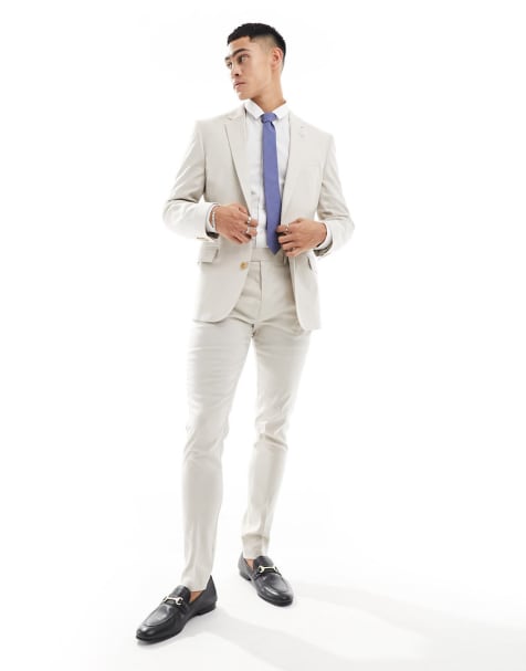 ASOS DESIGN - Abito skinny in misto lino color pietra - view 1