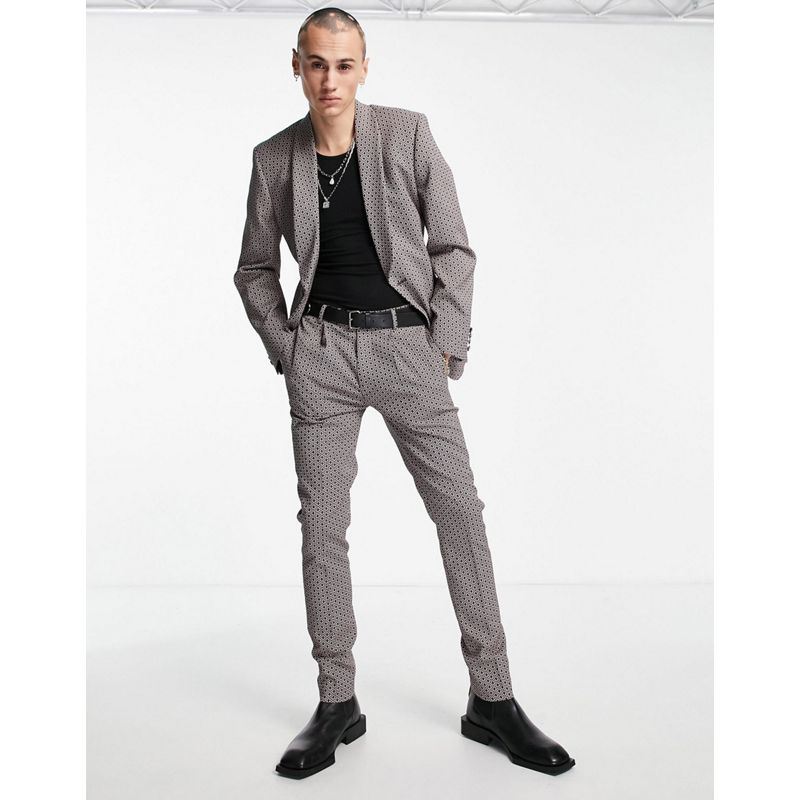 Uomo Pantaloni da abito DESIGN - Abito skinny nero con motivo geometrico jacquard