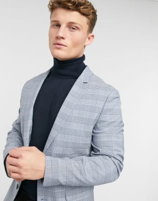 ASOS DESIGN - Abito super skinny in tessuto a quadri Principe di Galles blu