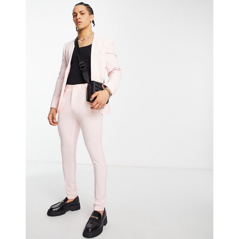Pantaloni da abito nQExP DESIGN - Abito super skinny rosa pallido