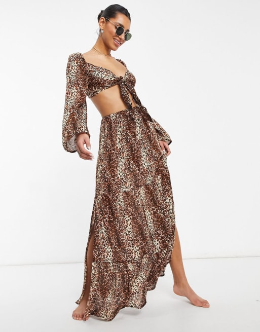 ASOS DESIGN beach co ord in natural leopard print ASOS