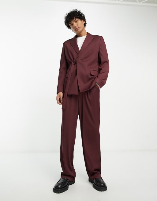 Burgundy store suit zara