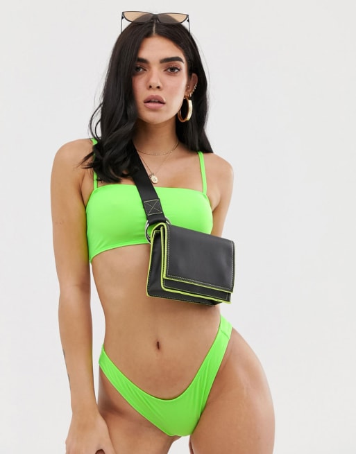 ASOS DESIGN bikini in neon green, 1 of 4.