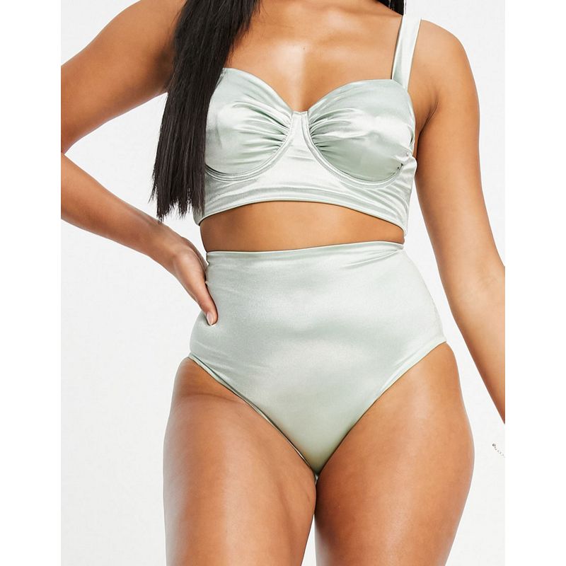 Costumi e Moda mare Bikini DESIGN - Bikini sinuoso arricciato verde salvia