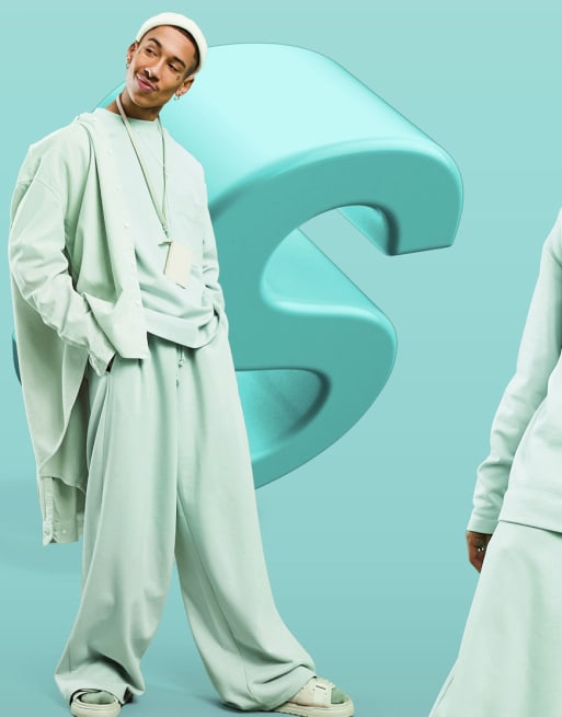 ASOS DESIGN – Blekgrå kraftig träningsoverall i oversize