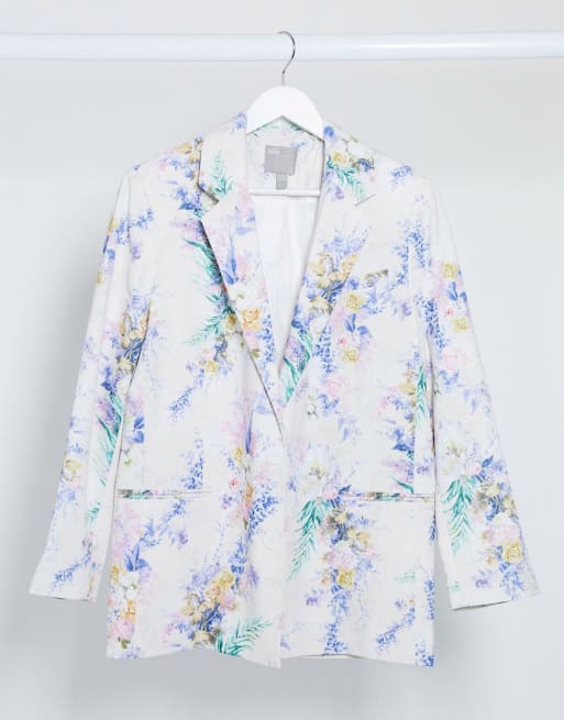 ASOS DESIGN – Blommig kostym i dad-modell 