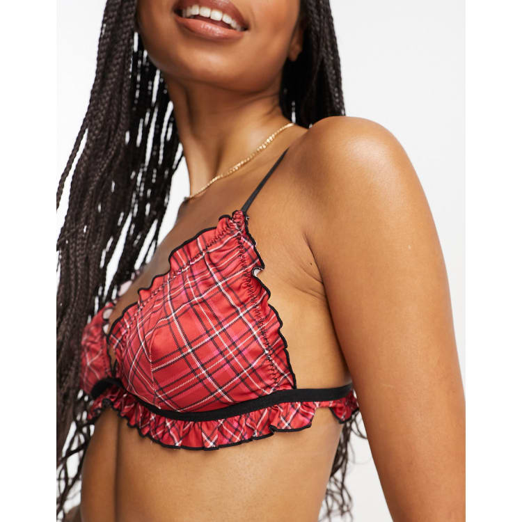 ASOS DESIGN Brodie tartan satin set in red ASOS