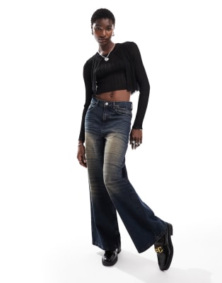 ASOS DESIGN button front cardigan & crop tank top set in sheer