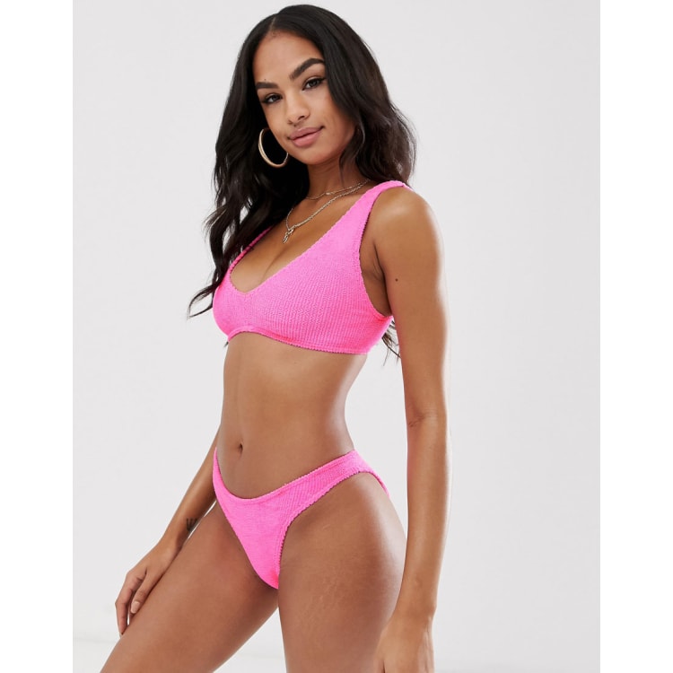 ASOS DESIGN charlotte pink mix and match crinkle bikini | ASOS