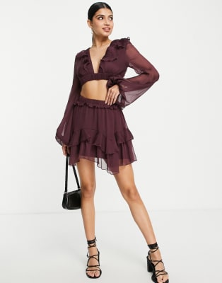 asos burgundy skirt